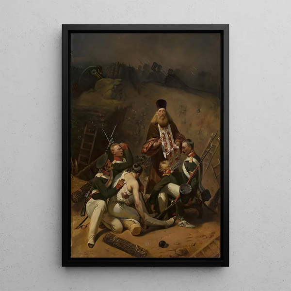 Priest blessing soldiers - Horace Vernet — framed artwork on a wall