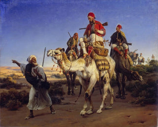 L'artiste et ses compagnons voyageant dans le désert - Horace Vernet — artwork view