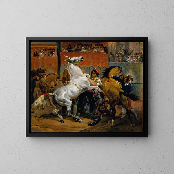 The start of the horse race without rider - Horace Vernet — framed artwork on a wall