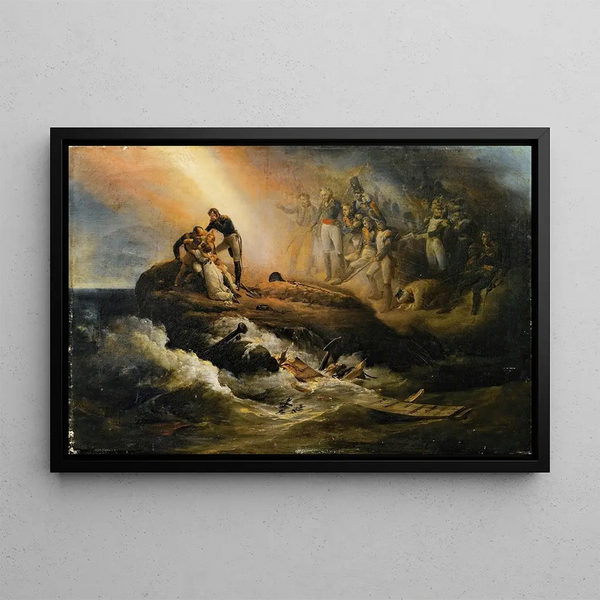 The Tomb of Napoleon at Saint Helena or The Apotheosis of Napoleon - Horace Vernet — framed artwork on a wall