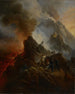 Mount Vesuvius erupting, the artist and his father Carle Vernet in the foreground - Horace Vernet — artwork view