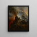 Mount Vesuvius erupting, the artist and his father Carle Vernet in the foreground - Horace Vernet — framed artwork on a wall