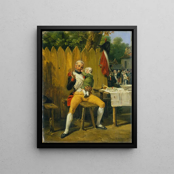 The Veteran at Home - Horace Vernet — framed artwork on a wall