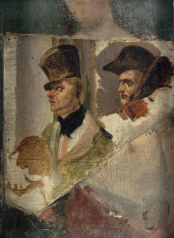 Head Studies for La Barrière de Clichy Defense of Paris on March 30, 1814 - Horace Vernet — framed artwork on a wall