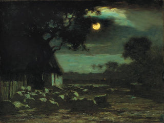 Moon over the sheep park - Horatio Walker — artwork view