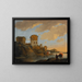 Italian river landscape with ruins - Horatius de Hooch — framed artwork on a wall
