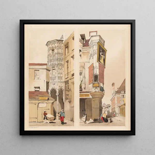 Hôtel de la Trémouille street of the Bourdonnais and Old street of the Temple in Paris - Thomas Shotter Boys — framed artwork on a wall