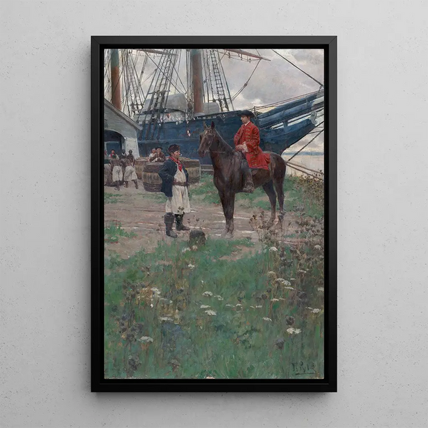 a Virginian plantation dock - Howard Pyle — framed artwork on a wall