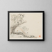 a man lying under a rocky overhang, a boy stands to his right - Hua Yan — framed artwork on a wall