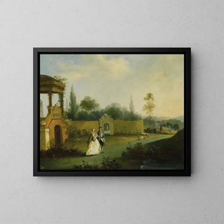 In the Garden - Hubert François Gravelot — framed artwork on a wall