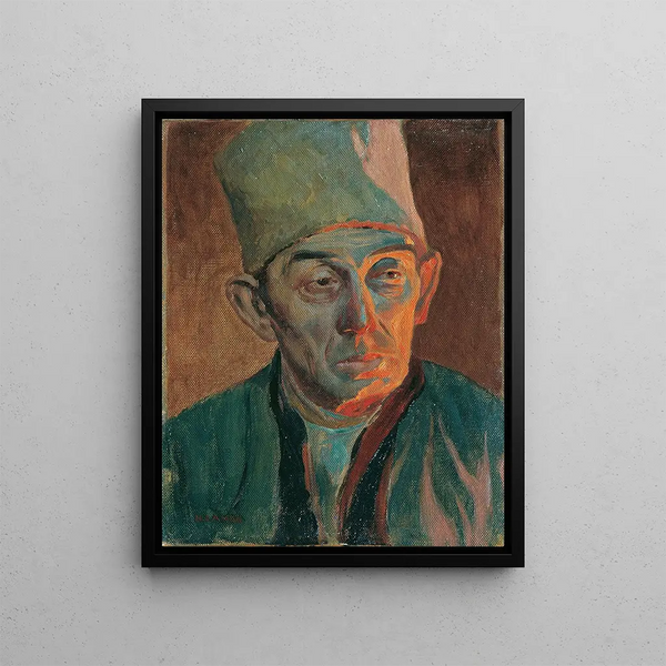 Man with a fur hat - Hubert Landa — framed artwork on a wall