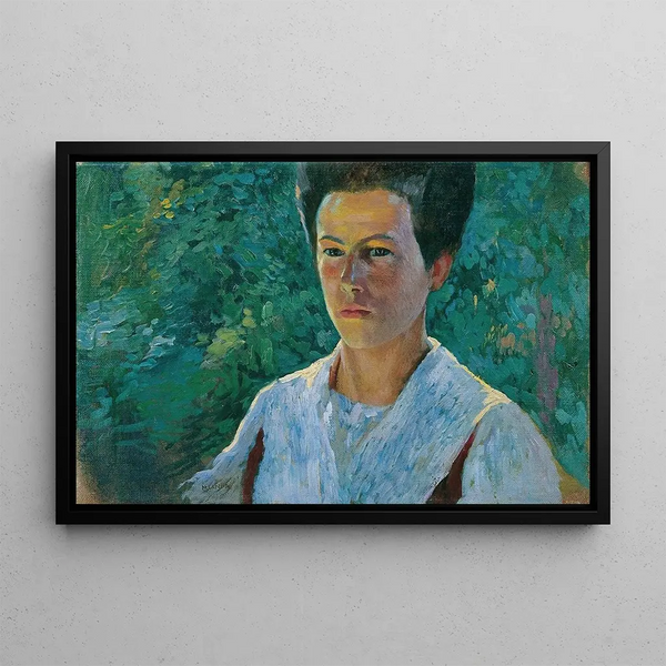 Portrait of a young girl - Hubert Landa — framed artwork on a wall