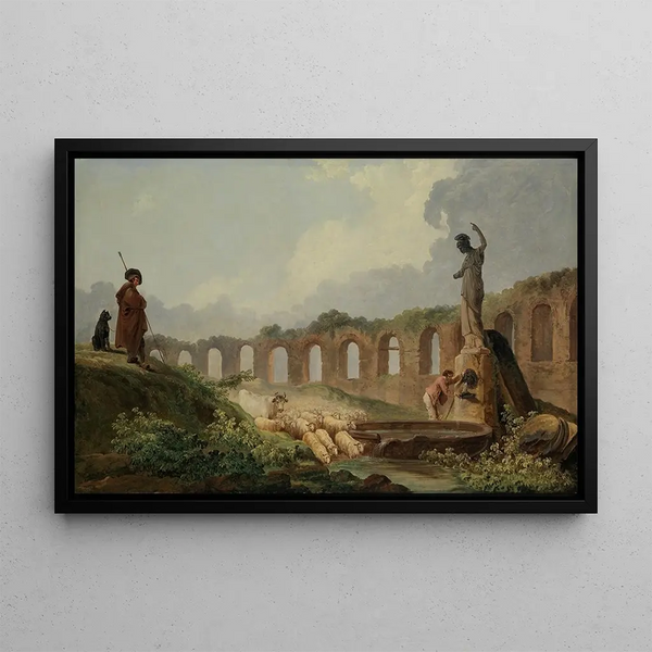 Aqueduc en ruines - Hubert Robert — framed artwork on a wall