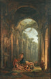 Ruins classiques avec des soldats jouant - Hubert Robert — artwork view