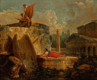 Drawers in a landscape with ancient ruins - Hubert Robert — artwork view