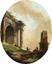 The Shepherds and Their Livestock in front of an arch and a ruined obelisk - Hubert Robert — artwork view