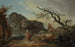 La Cascade, a rocky hill with a peasant woman and a child near a waterfall and boys resting near a lightning-struck tree - Hubert Robert — artwork view
