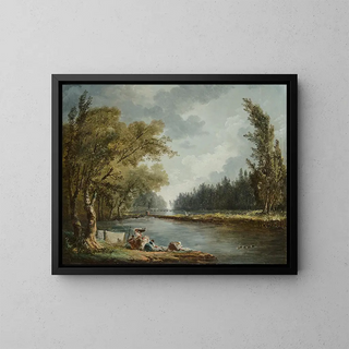 La Marne à Charenton et le Moulin de Charenton - Hubert Robert — framed artwork on a wall