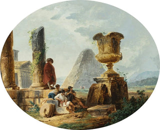Landscape with Soldiers and a Pyramid - Hubert Robert — artwork view