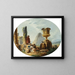 Landscape with Soldiers and a Pyramid - Hubert Robert — framed artwork on a wall