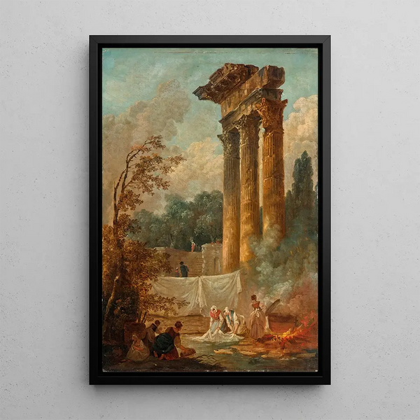 Lavandières - Hubert Robert — framed artwork on a wall