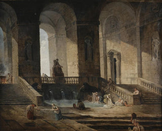Lavandières dans une architecture romaine - Hubert Robert — artwork view