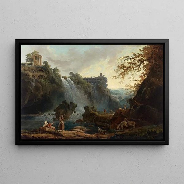 Les Cascatelles de Tivoli - Hubert Robert — framed artwork on a wall