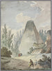 Pyramid with a broken apex in an ancient ruins landscape - Hubert Robert — artwork view