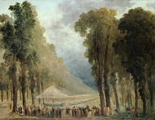 a Meal served to troops in a walkway of the Champs-Élysées or in the Saint-Cloud park - Hubert Robert — artwork view