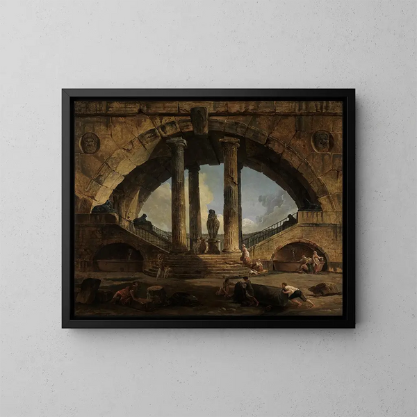 Fantastical Roman View - Hubert Robert — framed artwork on a wall