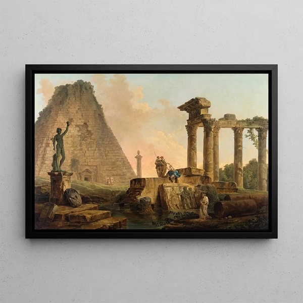 Roman Ruins - Hubert Robert — framed artwork on a wall