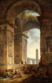 Ruins with an Obelisk in the Distance - Hubert Robert — artwork view