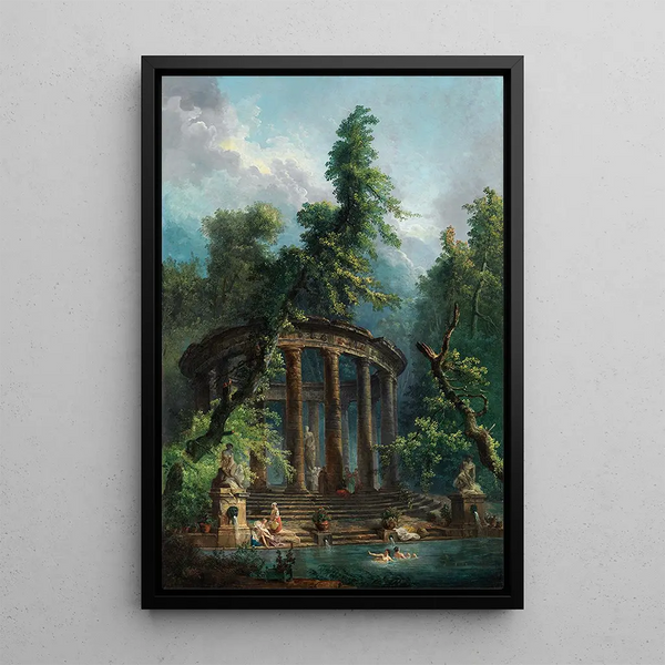 The Swimming Pool Basin - Hubert Robert — framed artwork on a wall