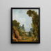 the Rustic Bridge Painting Château de Méréville France - Hubert Robert — framed artwork on a wall