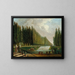 The park of a country villa with characters strolling near a water cascade - Hubert Robert — framed artwork on a wall