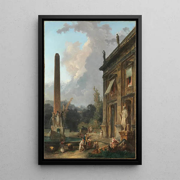 Minstrels Wandering - Hubert Robert — framed artwork on a wall