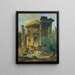 Lavandières au bord d'une rivière sous un temple circulaire en ruine - Hubert Robert — framed artwork on a wall