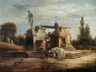 les lavandières à la fontaine - Hubert Robert — artwork view