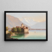 View of Chillon Castle on Lake Geneva - Hubert Sattler — framed artwork on a wall