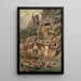View of the rocky church and castle ruins at Idar-Oberstein - Hubert Sattler — framed artwork on a wall