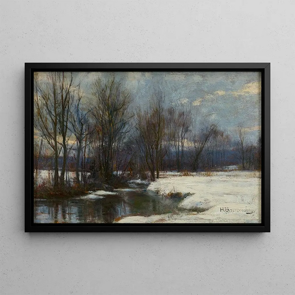 Winter Landscape Painting - Hugh Bolton Jones — framed artwork on a wall