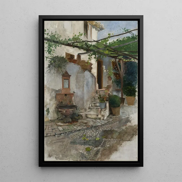 Interior of a farm in southern Spain - Hugo Birger — framed artwork on a wall