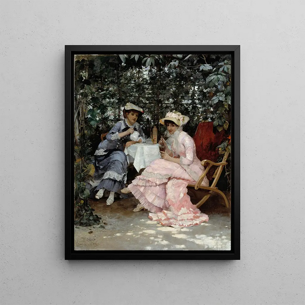 Sitting under the arbor - Hugo Birger — framed artwork on a wall