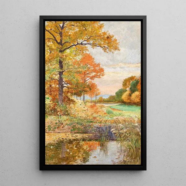 A autumn landscape - Hugo Charlemont — framed artwork on a wall