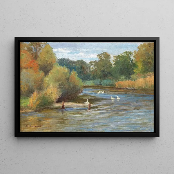 Canards à l'étang - Hugo Darnaut — framed artwork on a wall