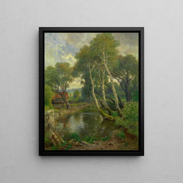 White Poplars by the Pond - Hugo Darnaut — framed artwork on a wall