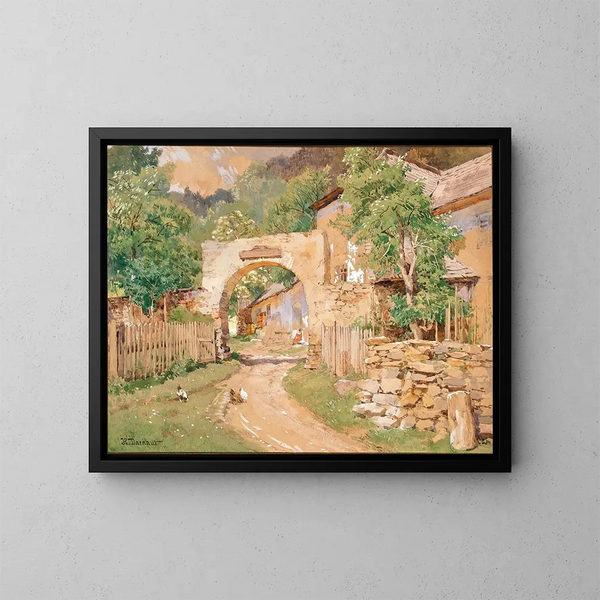 Spring Mood Painting in a Waldviertel Farm - Hugo Darnaut — framed artwork on a wall