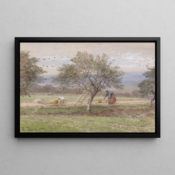 Harvest of Plums in Pawlavitz - Hugo Darnaut — framed artwork on a wall