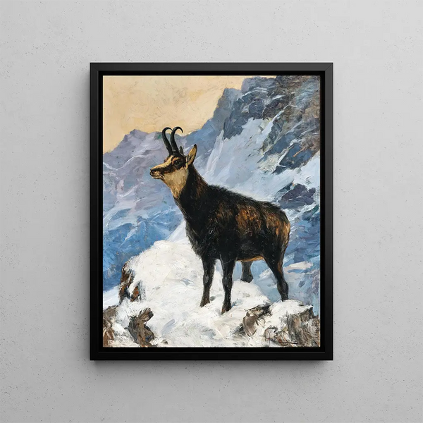 Chamois in High Mountain - Hugo Engl — framed artwork on a wall