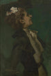 Portrait painting in green of Mademoiselle Olga Hess - Hugo Freiherr von Habermann — artwork view